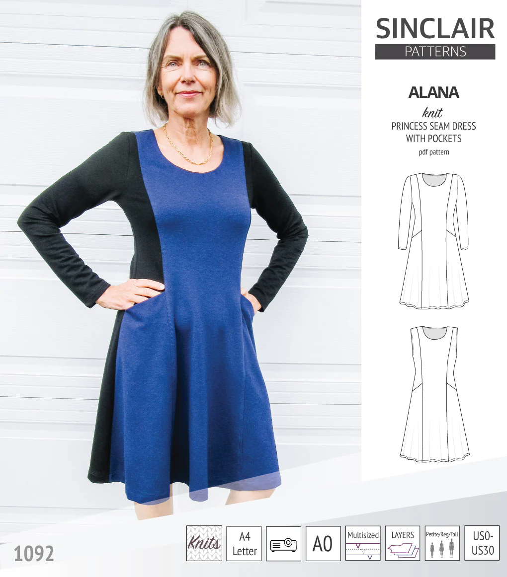 Alana princess seam knit dress with pockets (PDF) - Image 10