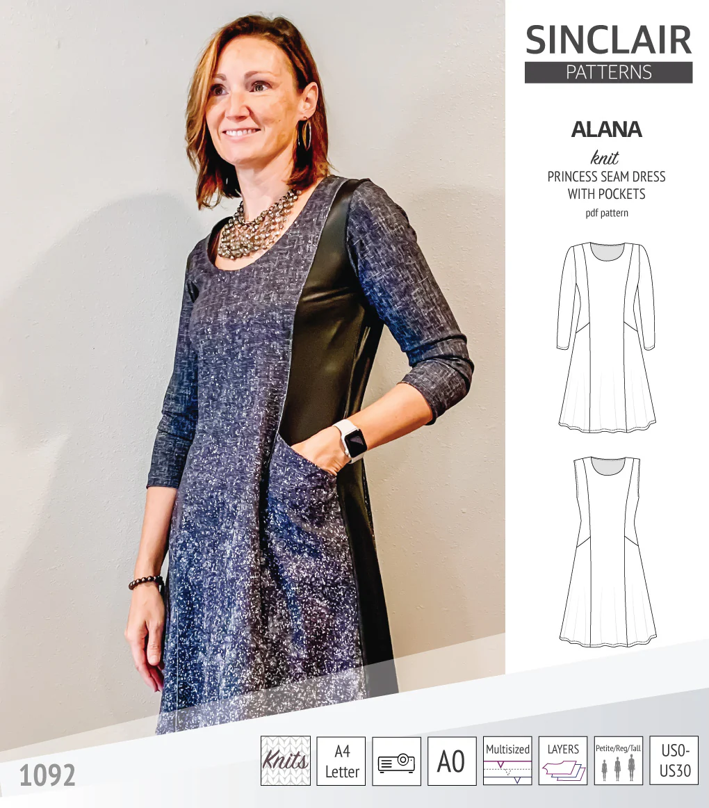Alana princess seam knit dress with pockets (PDF) - Image 12