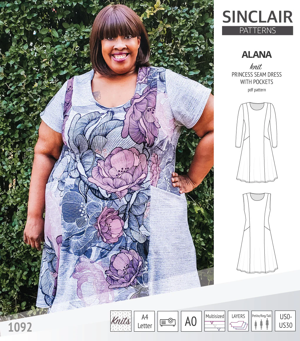 Alana princess seam knit dress with pockets (PDF) - Image 13