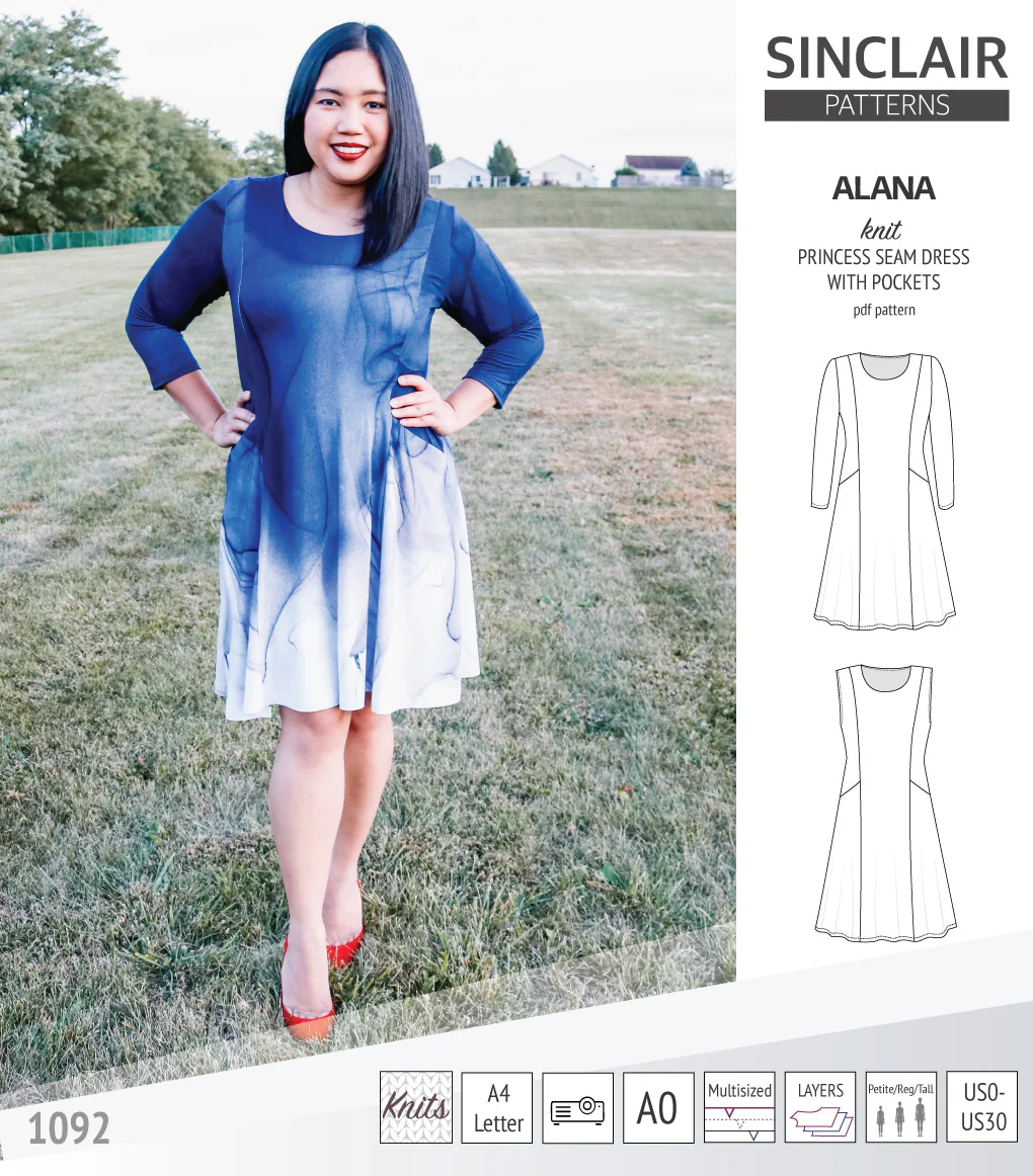 Alana princess seam knit dress with pockets (PDF) - Image 14