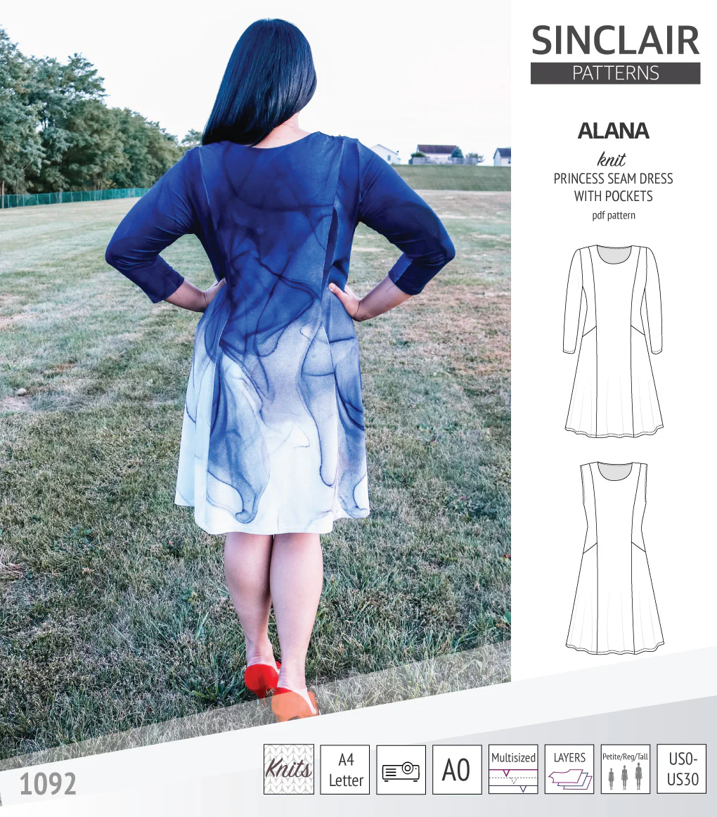 Alana princess seam knit dress with pockets (PDF) - Image 15