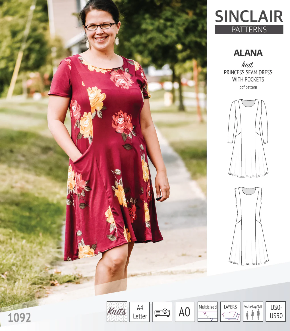 Alana princess seam knit dress with pockets (PDF) - Image 16