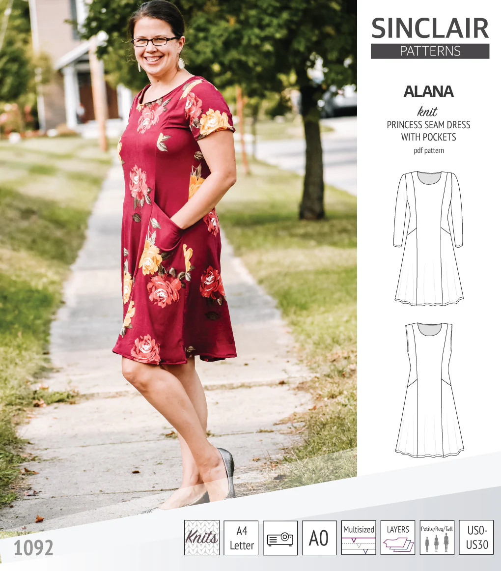 Alana princess seam knit dress with pockets (PDF) - Image 17