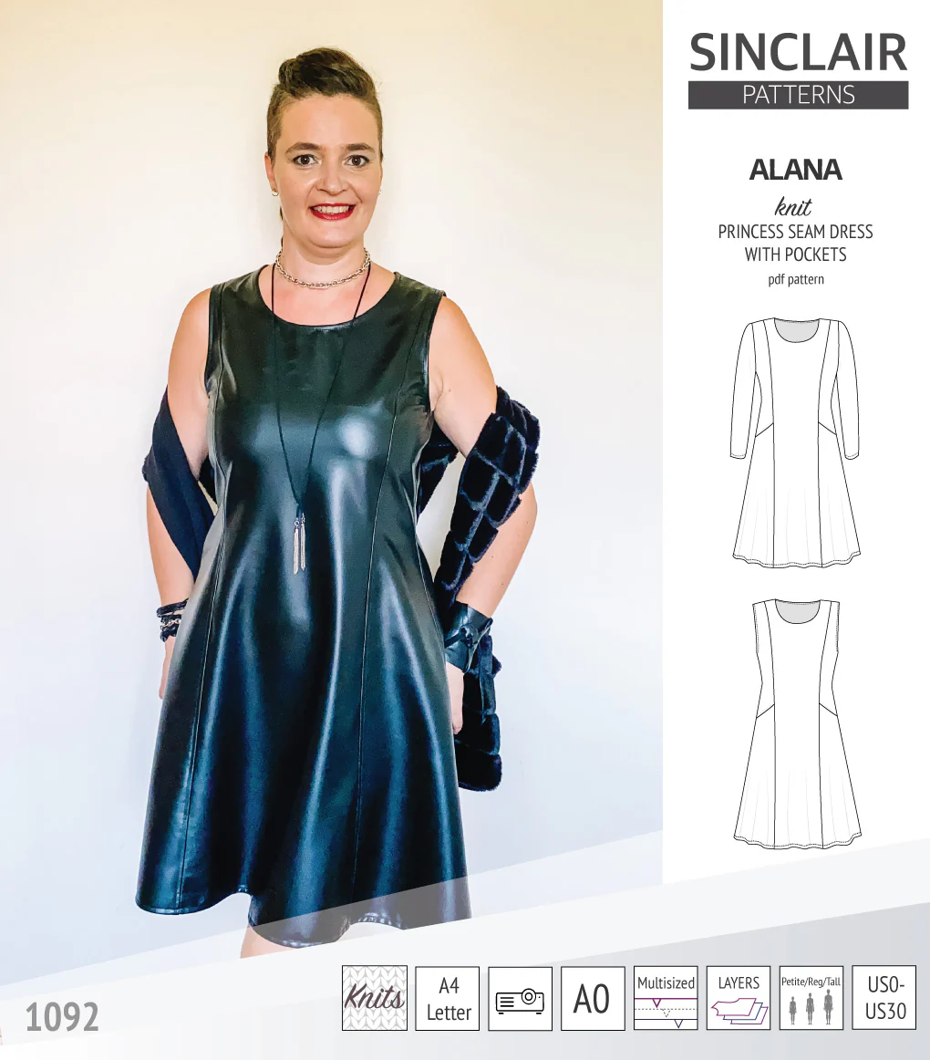 Alana princess seam knit dress with pockets (PDF) - Image 19