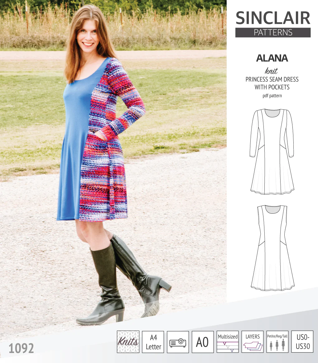 Alana princess seam knit dress with pockets (PDF) - Image 20