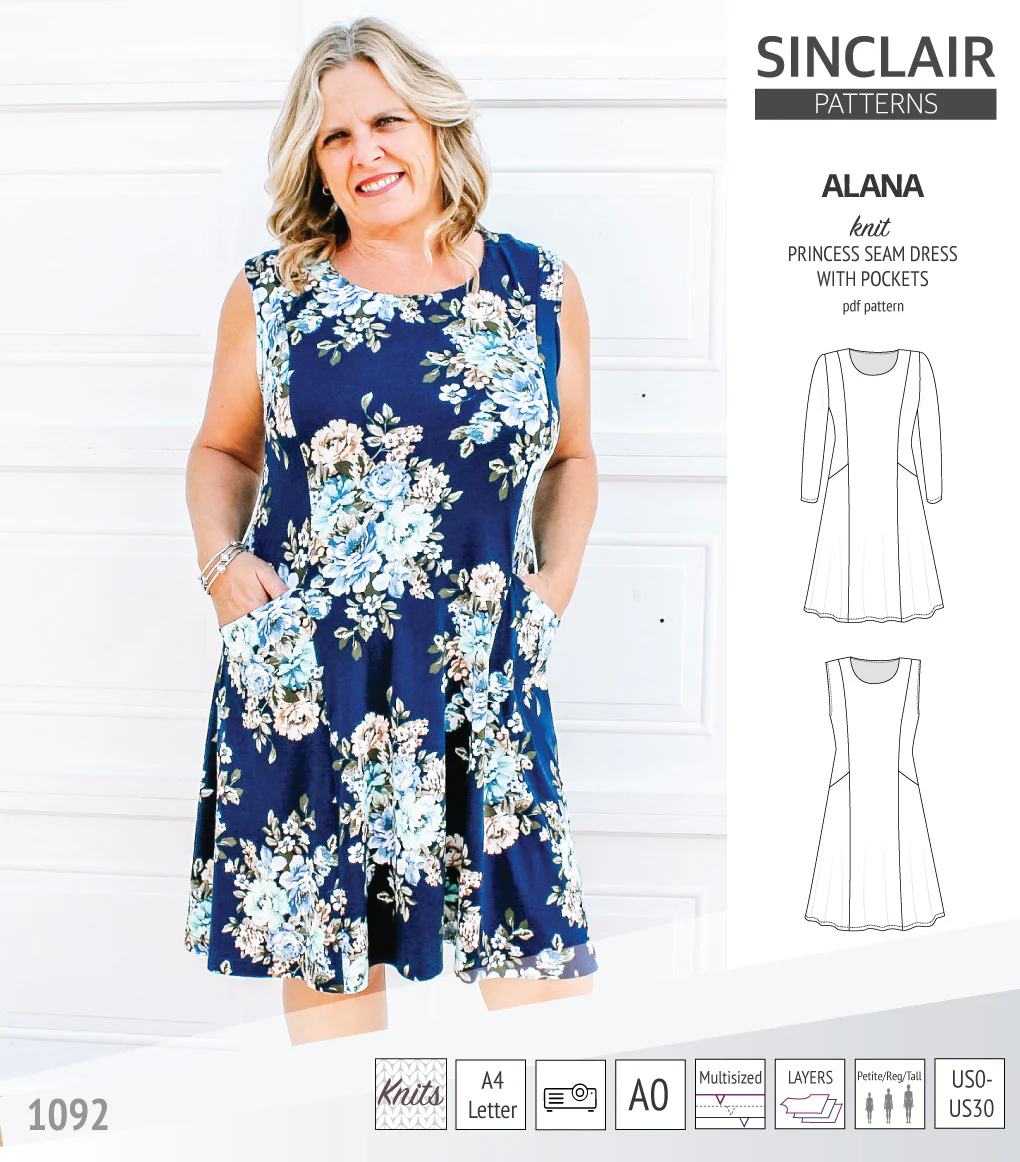 Alana princess seam knit dress with pockets (PDF) - Image 21