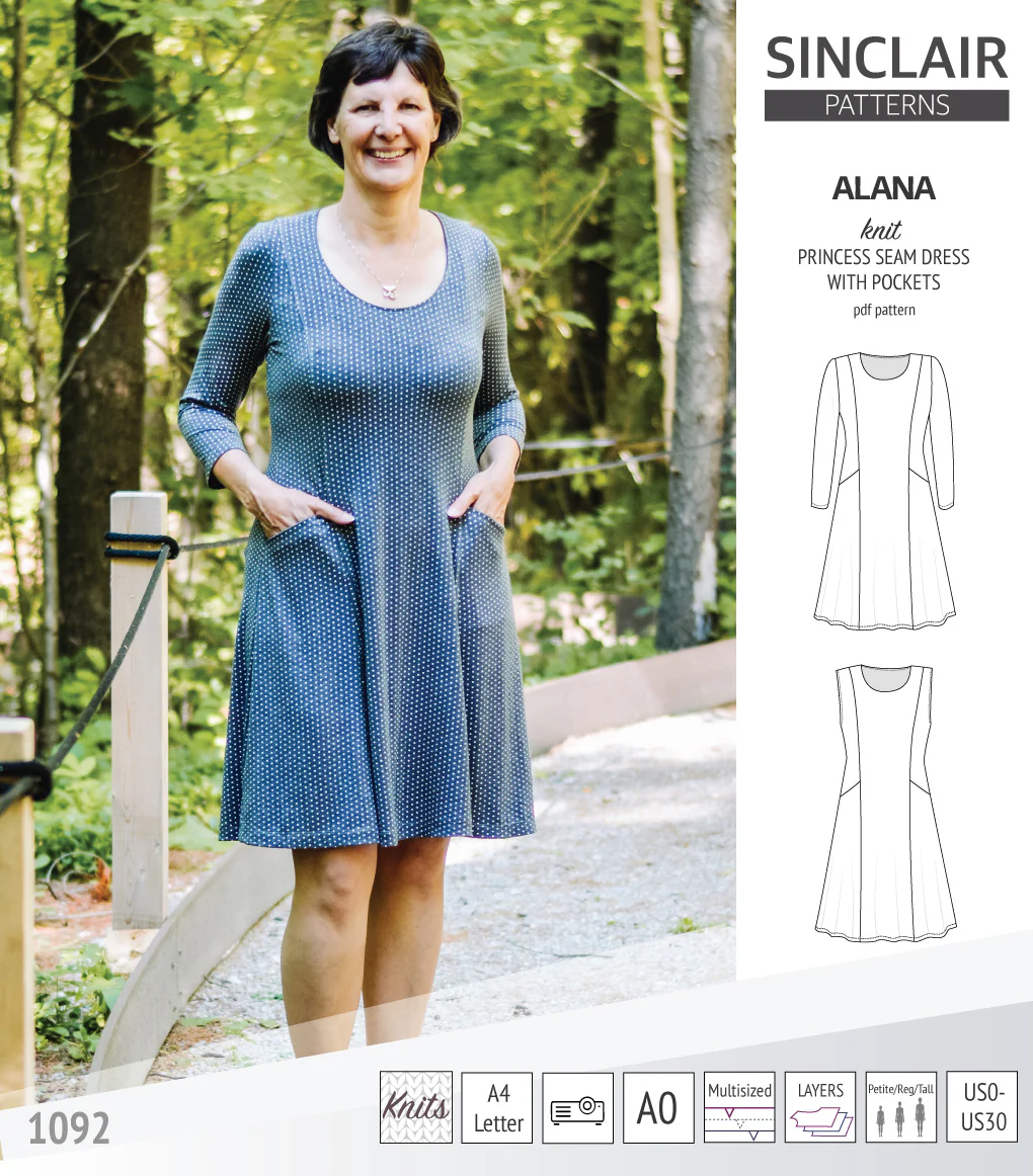 Alana princess seam knit dress with pockets (PDF) - Image 22