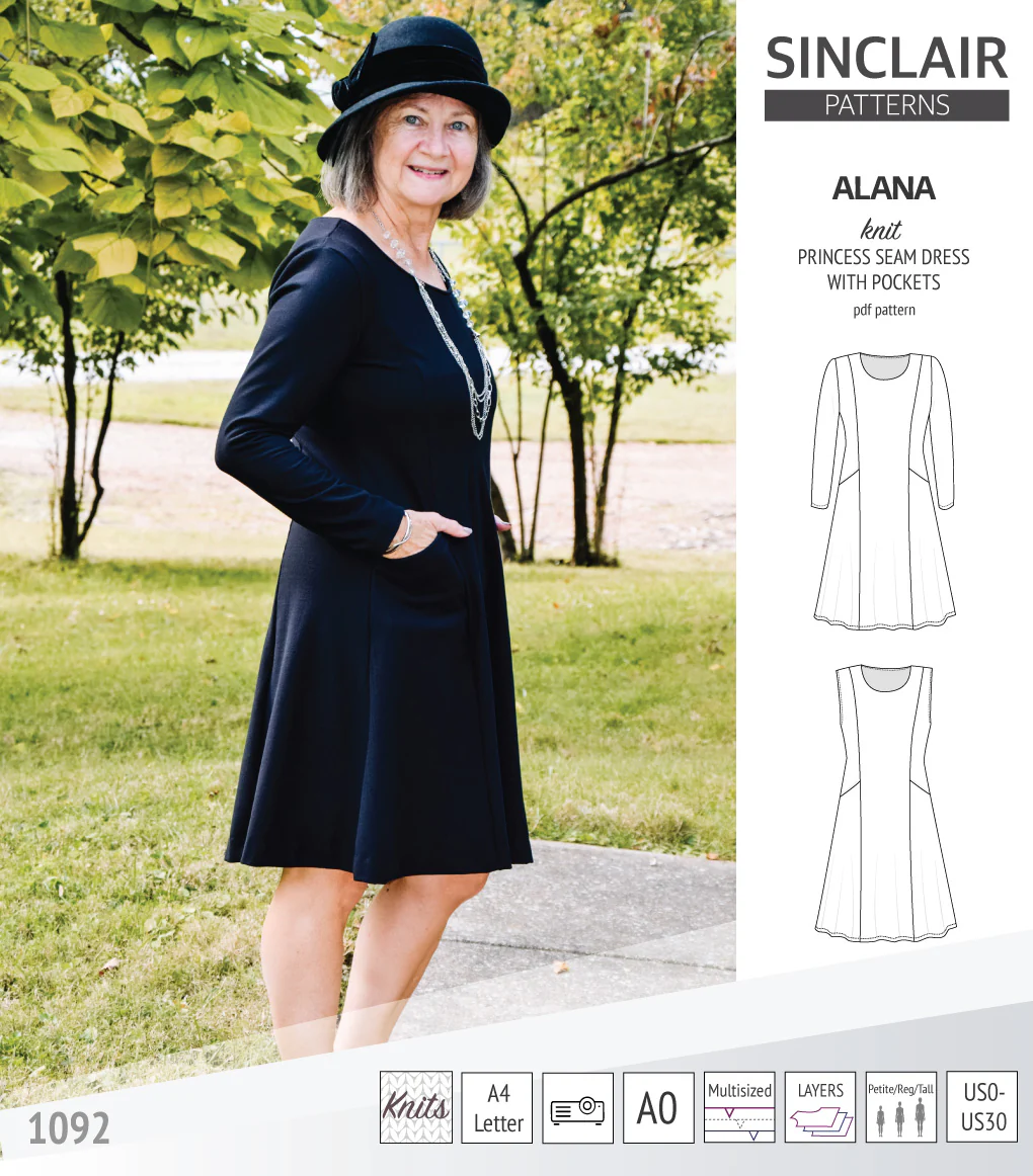 Alana princess seam knit dress with pockets (PDF) - Image 23