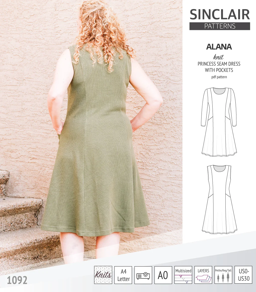 Alana princess seam knit dress with pockets (PDF) - Image 25