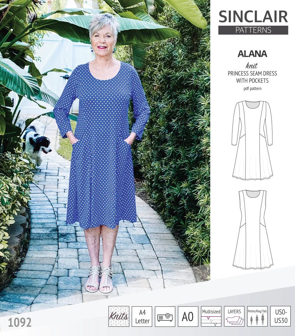 Alana princess seam knit dress with pockets (PDF) - Image 26