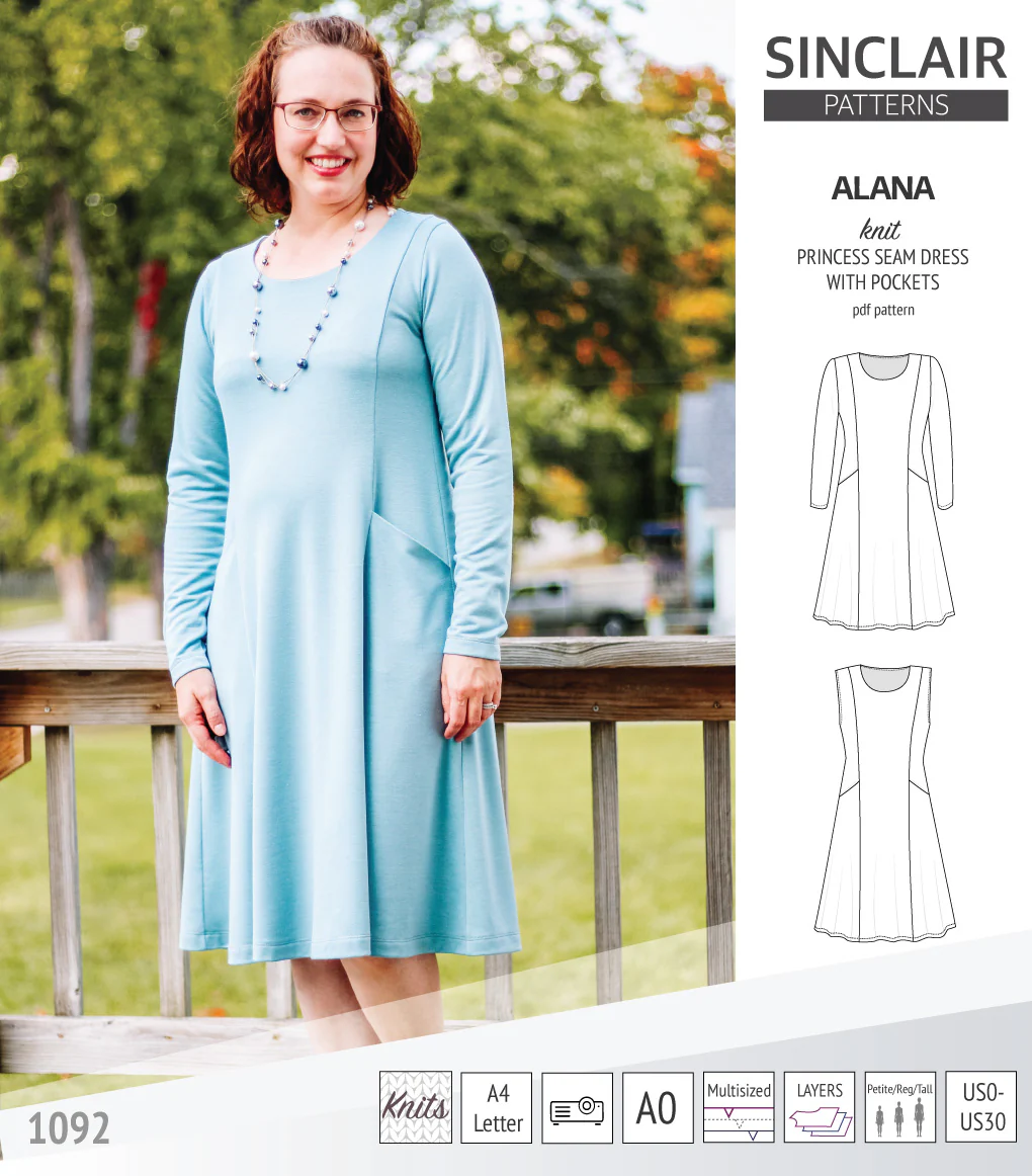 Alana princess seam knit dress with pockets (PDF) - Image 27