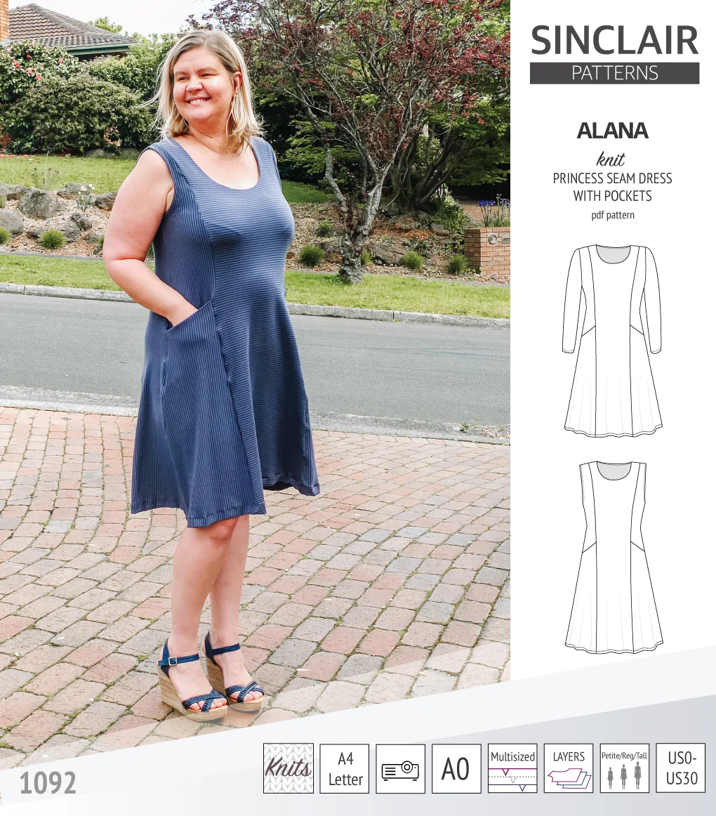 Alana princess seam knit dress with pockets (PDF) - Image 28
