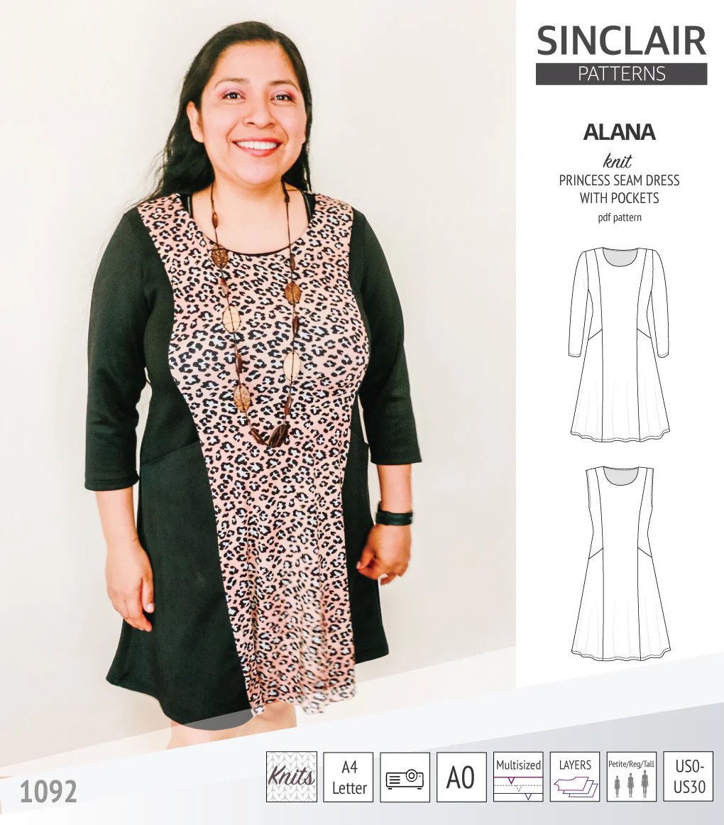 Alana princess seam knit dress with pockets (PDF) - Image 29