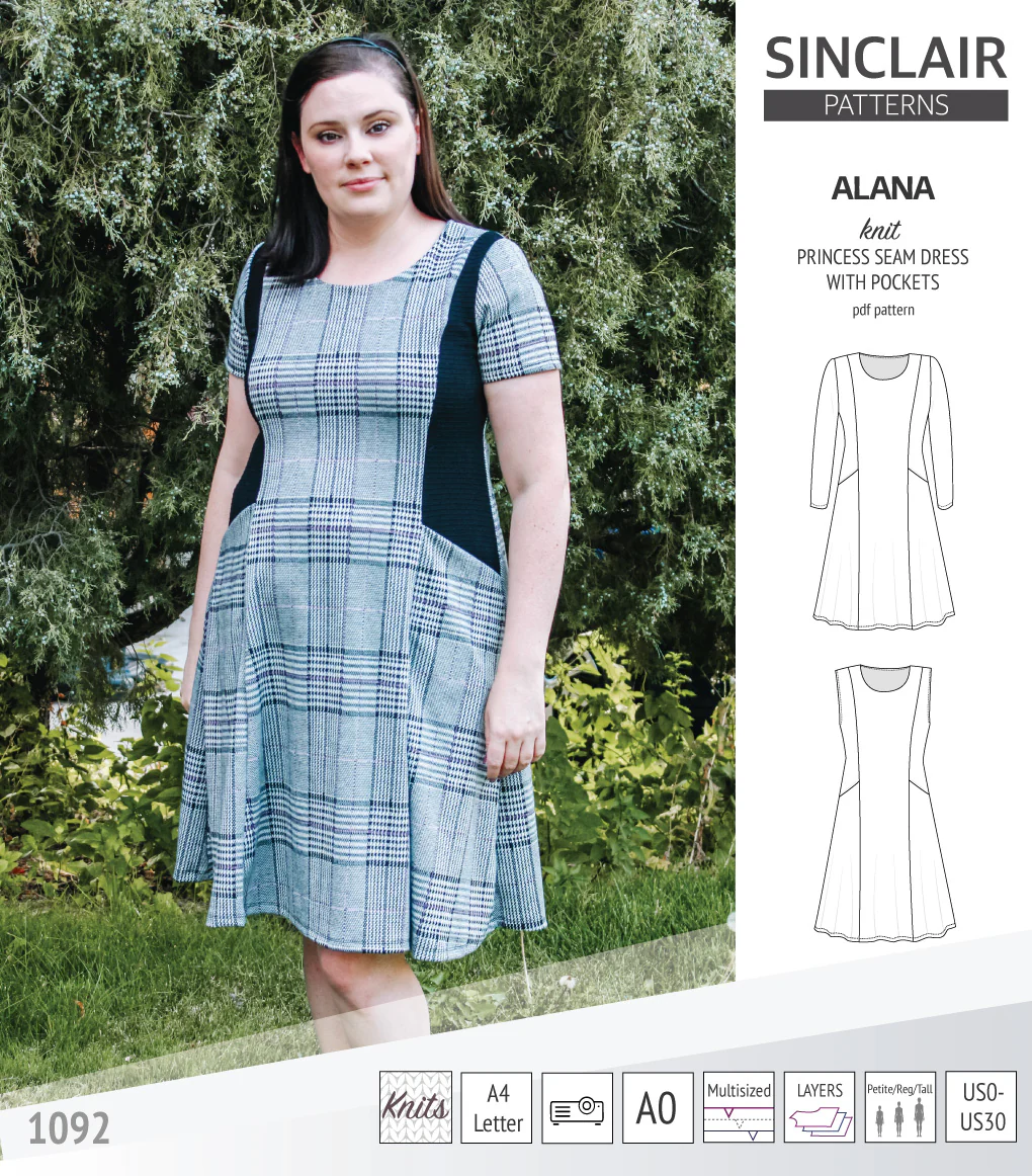 Alana princess seam knit dress with pockets (PDF) - Image 3