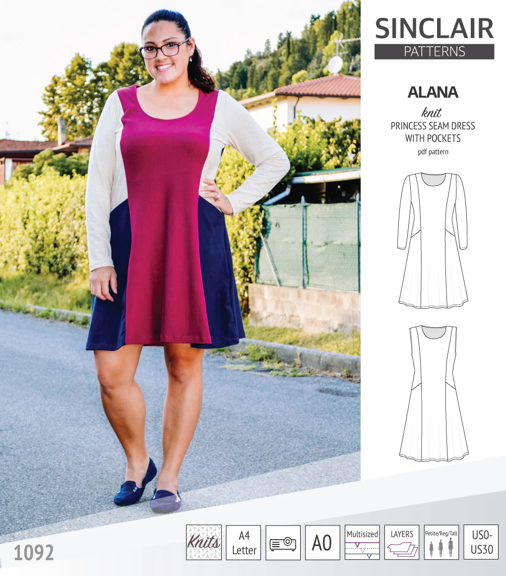 Alana princess seam knit dress with pockets (PDF) - Image 30