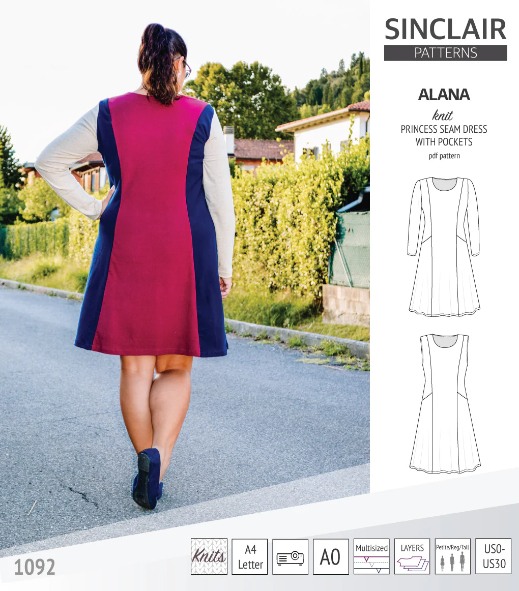 Alana princess seam knit dress with pockets (PDF) - Image 31