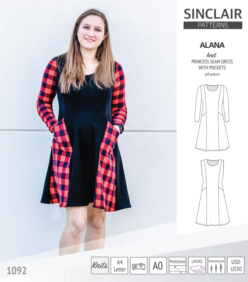 Alana princess seam knit dress with pockets (PDF) - Image 33