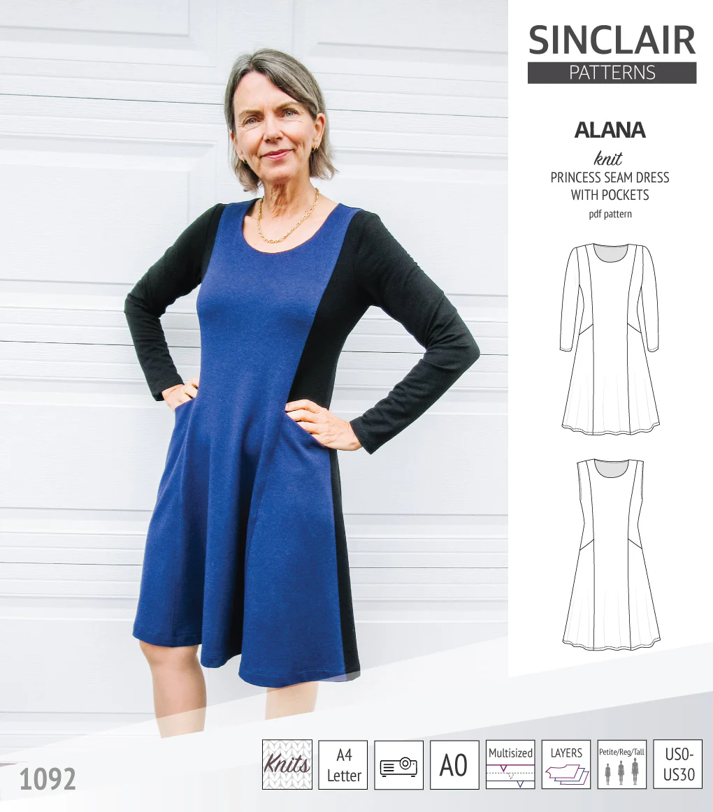 Alana princess seam knit dress with pockets (PDF) - Image 35