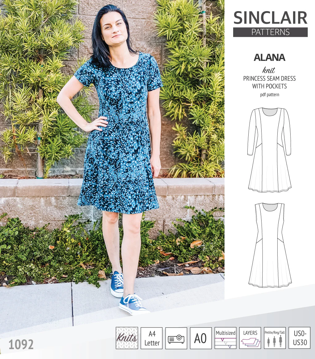 Alana princess seam knit dress with pockets (PDF) - Image 36