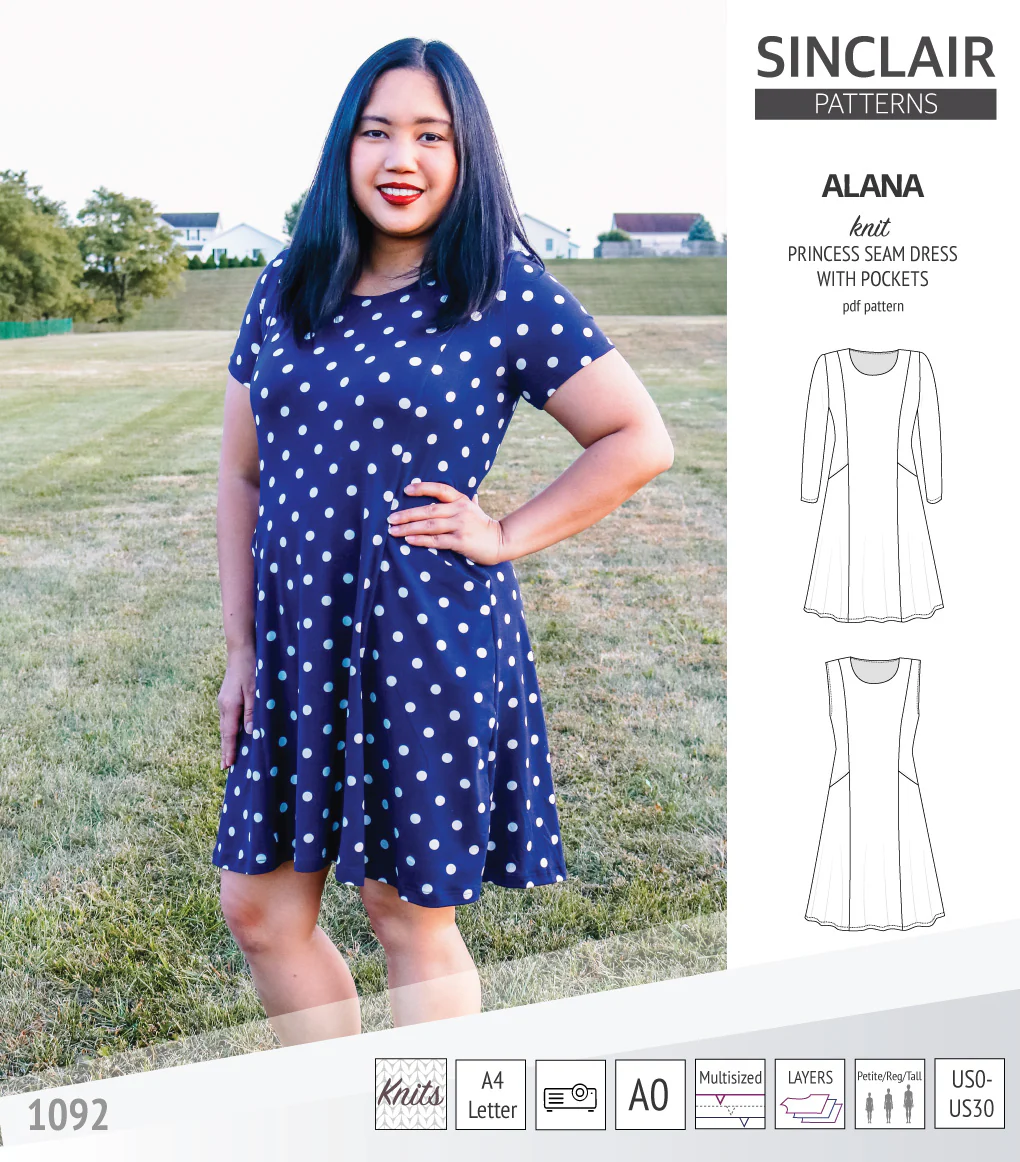 Alana princess seam knit dress with pockets (PDF) - Image 37
