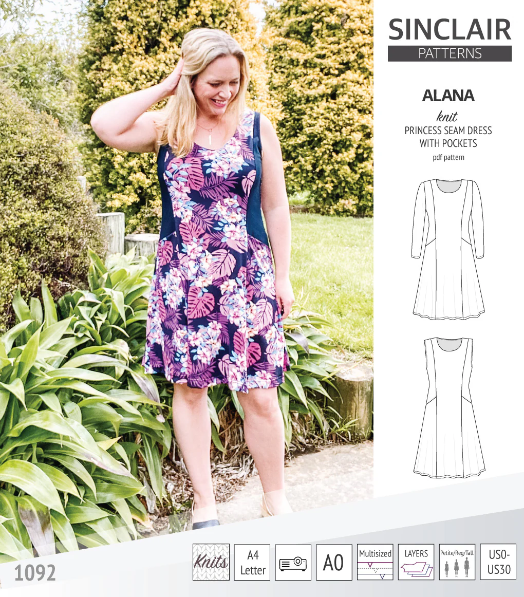 Alana princess seam knit dress with pockets (PDF) - Image 38