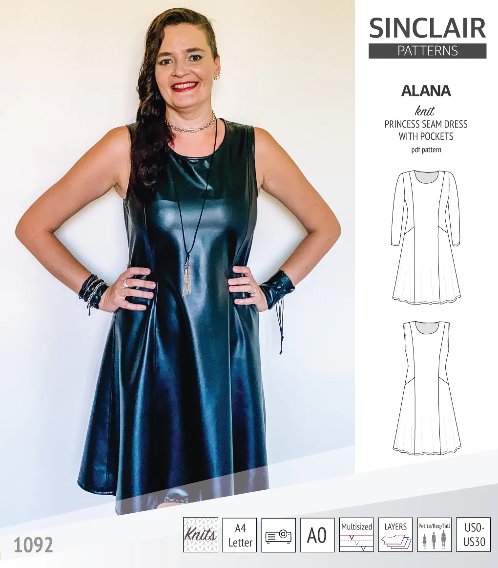 Alana princess seam knit dress with pockets (PDF) - Image 39