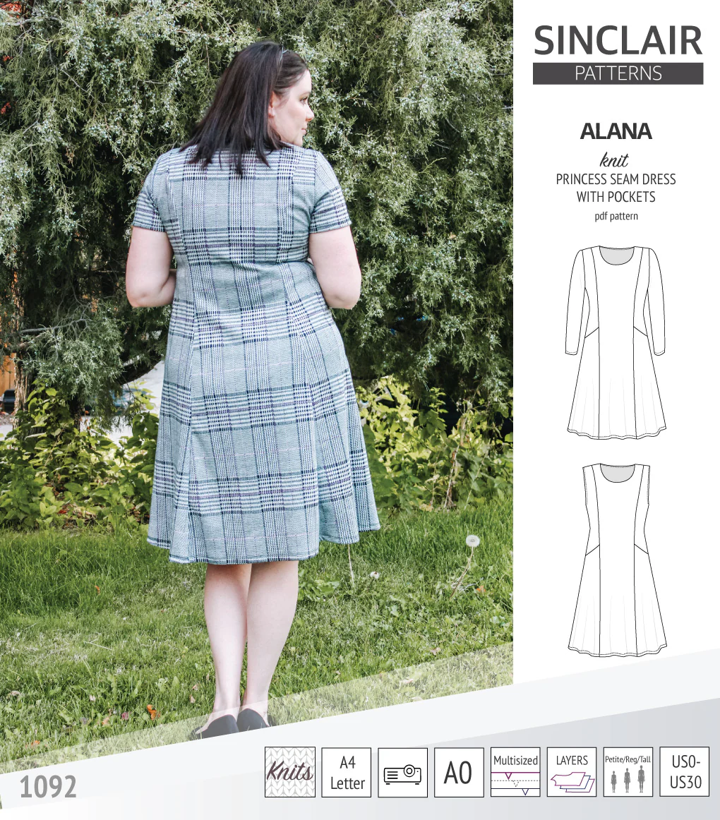 Alana princess seam knit dress with pockets (PDF) - Image 4