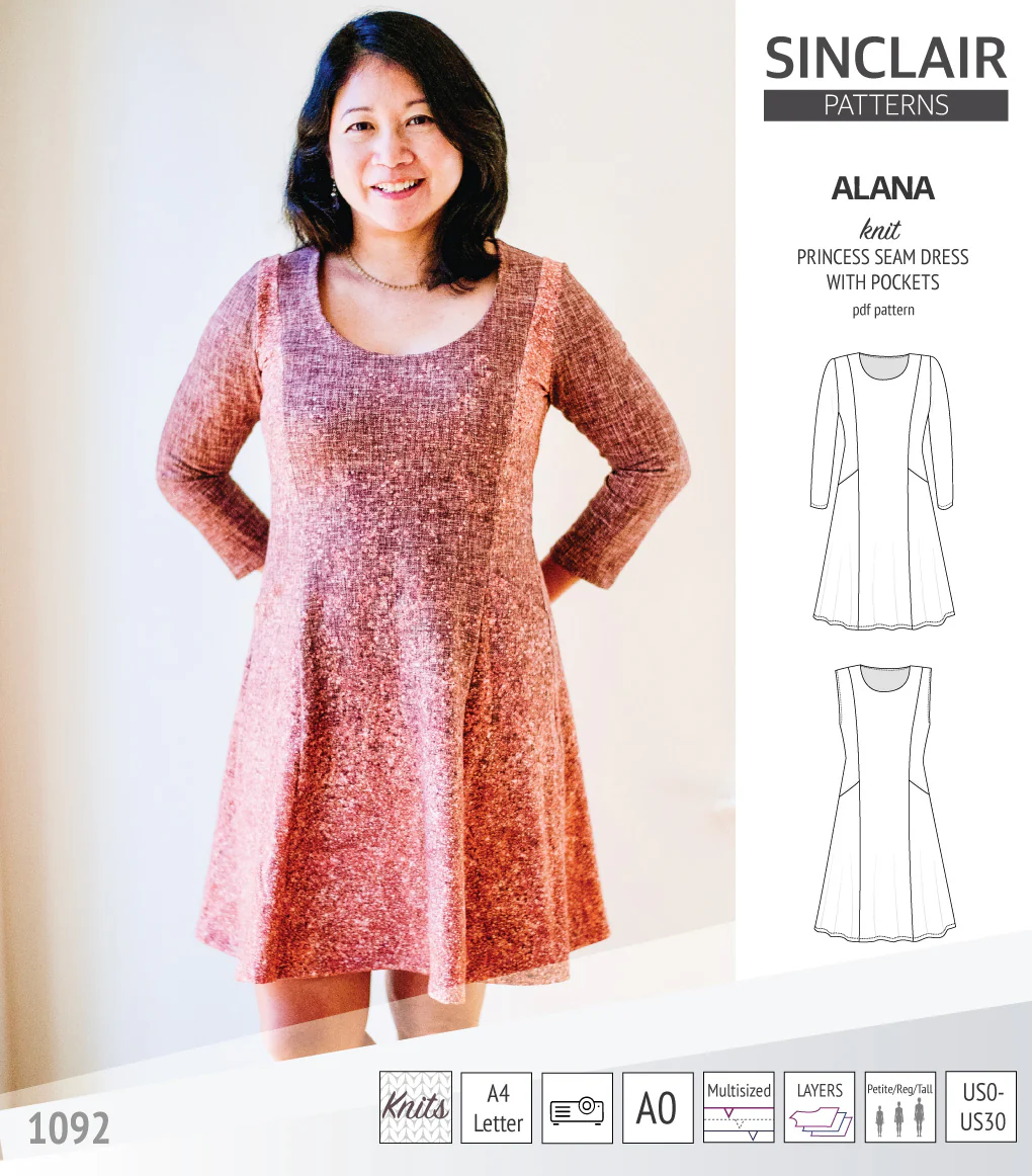 Alana princess seam knit dress with pockets (PDF) - Image 41