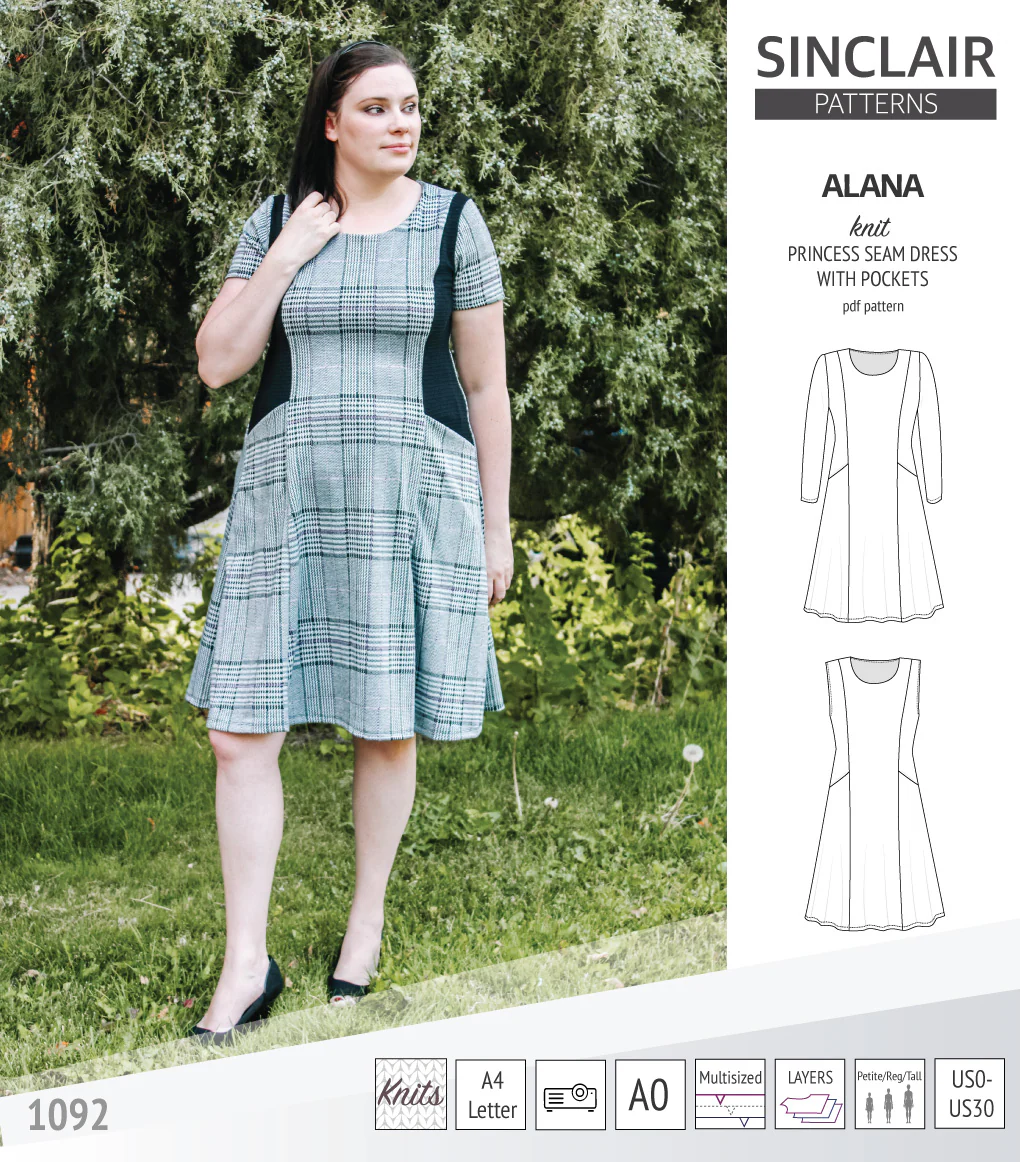Alana princess seam knit dress with pockets (PDF) - Image 5