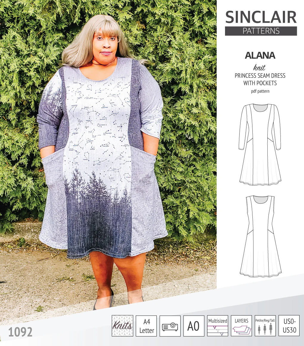 Alana princess seam knit dress with pockets (PDF) - Image 8