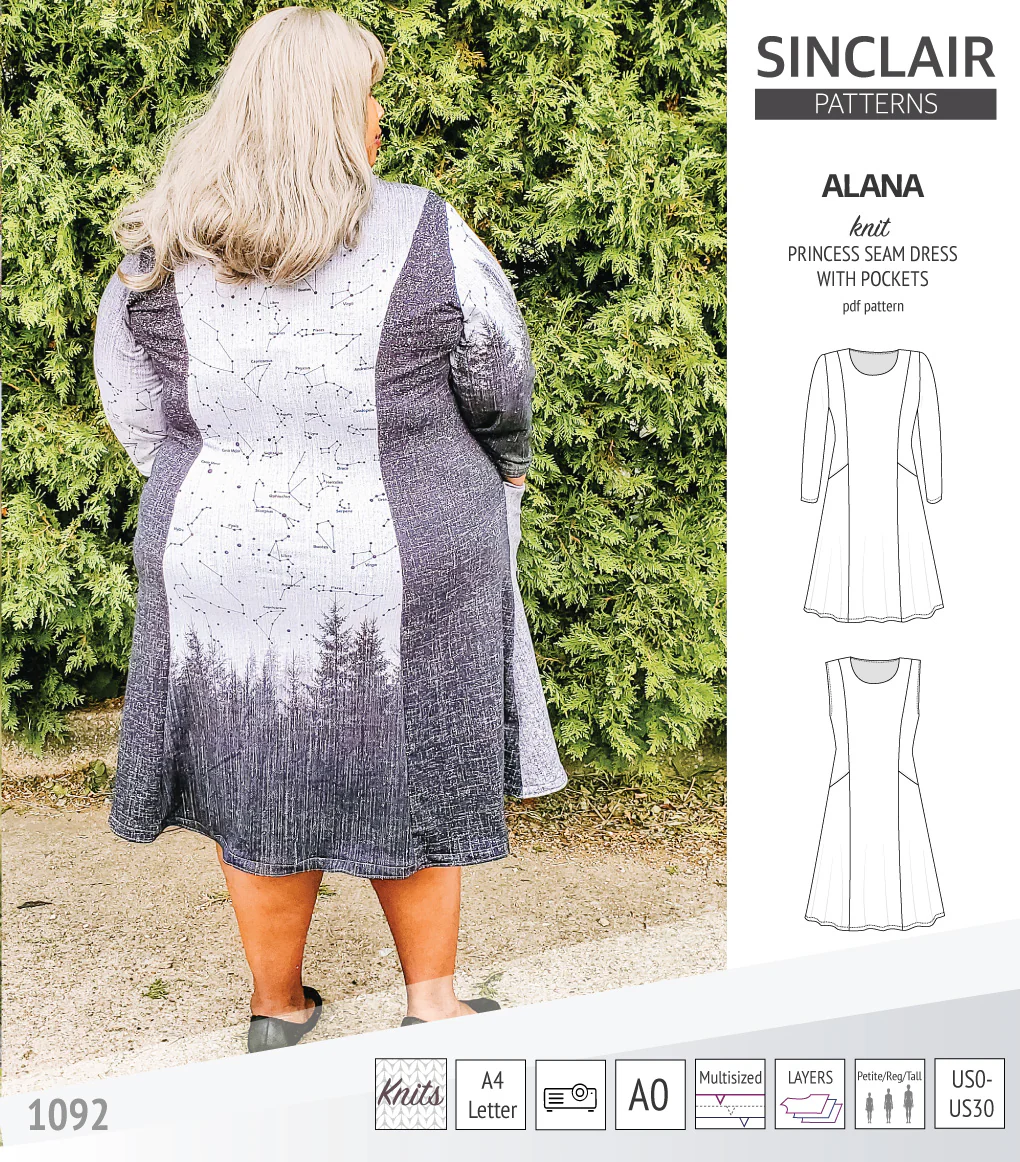 Alana princess seam knit dress with pockets (PDF) - Image 9