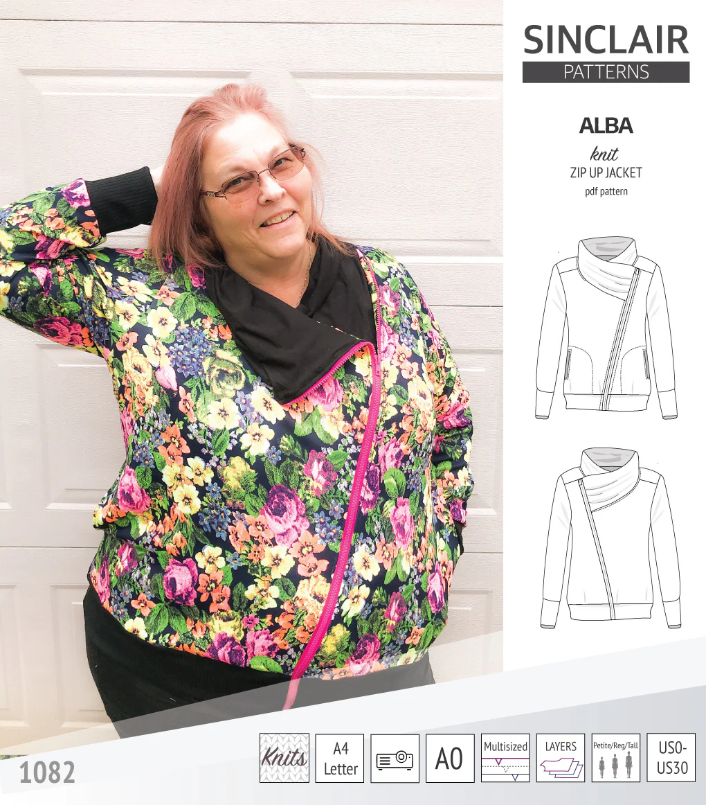 Alba zip up knit asymmetrical jacket with a cowl and side pockets (PDF) - Image 26