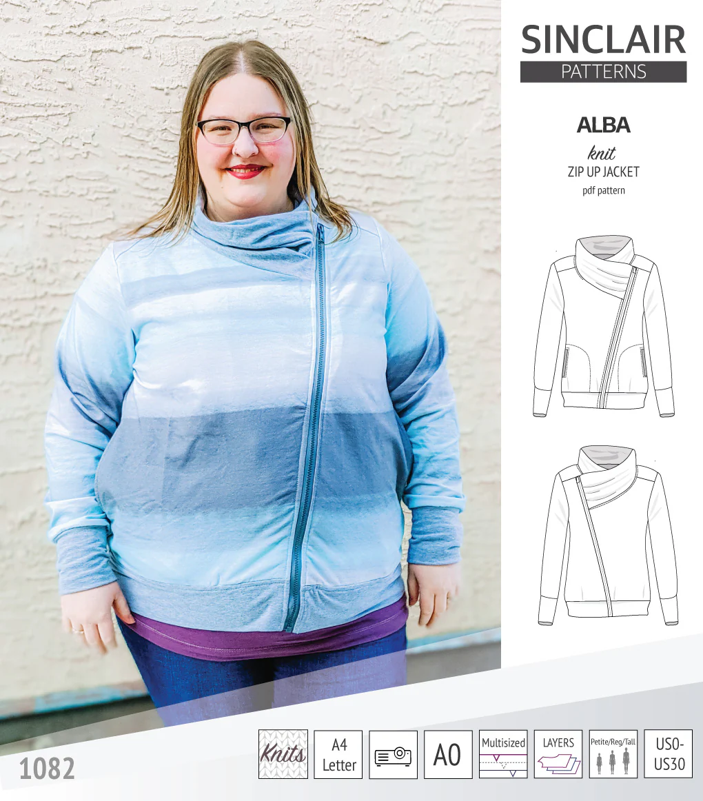 Alba zip up knit asymmetrical jacket with a cowl and side pockets (PDF) - Image 40