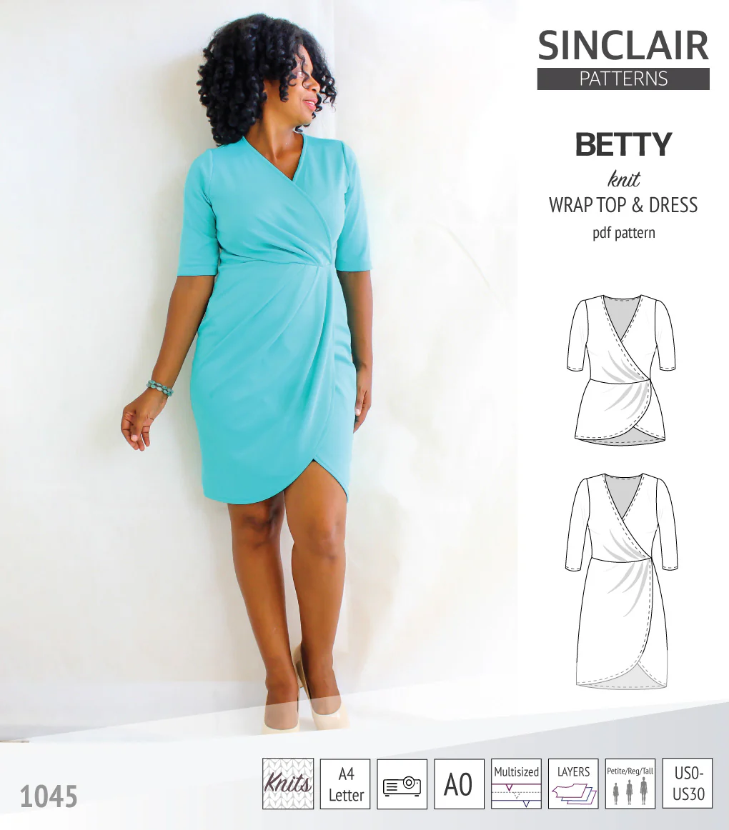 Betty faux wrap knit dress (PDF) - Image 3