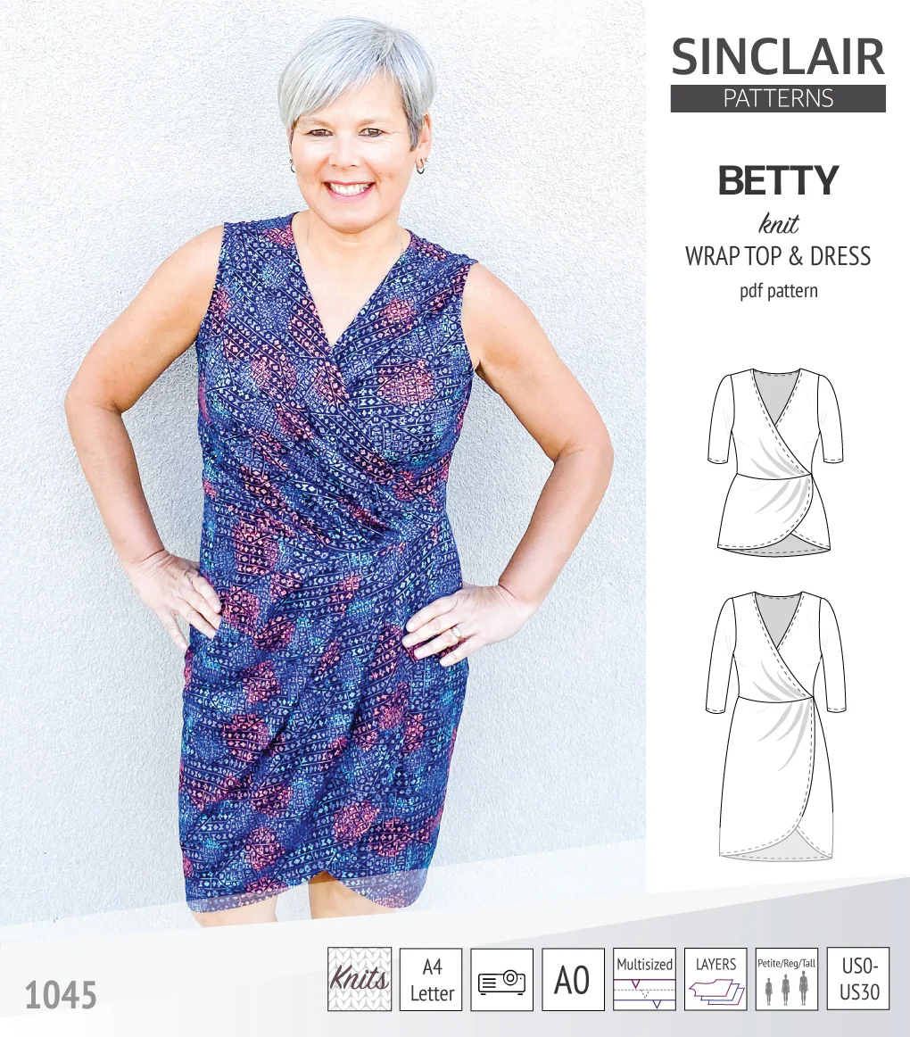 Betty faux wrap knit dress (PDF) - Image 4