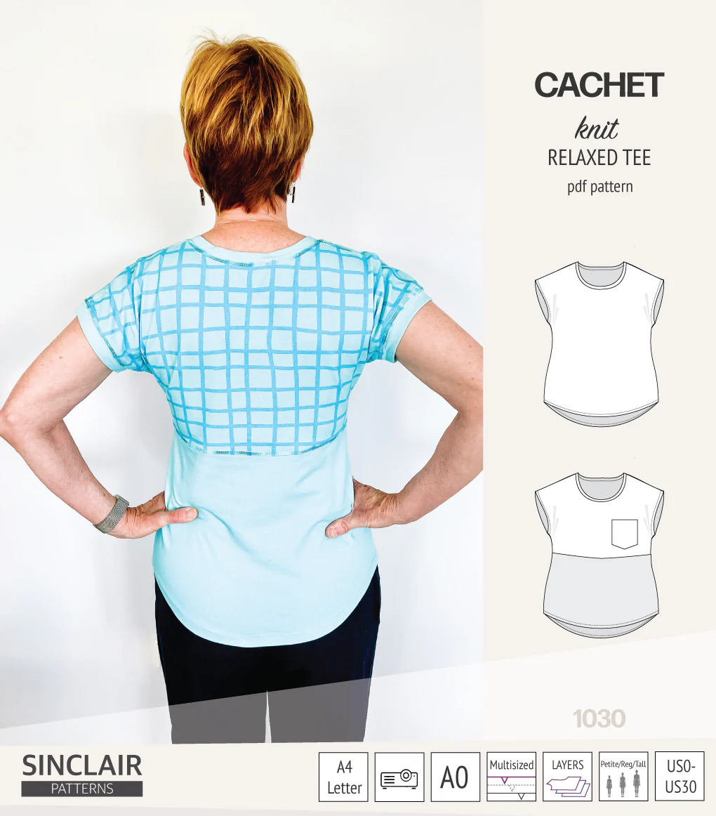 Cachet relaxed cut knit tee color blocked with a pocket  (PDF) - Image 10