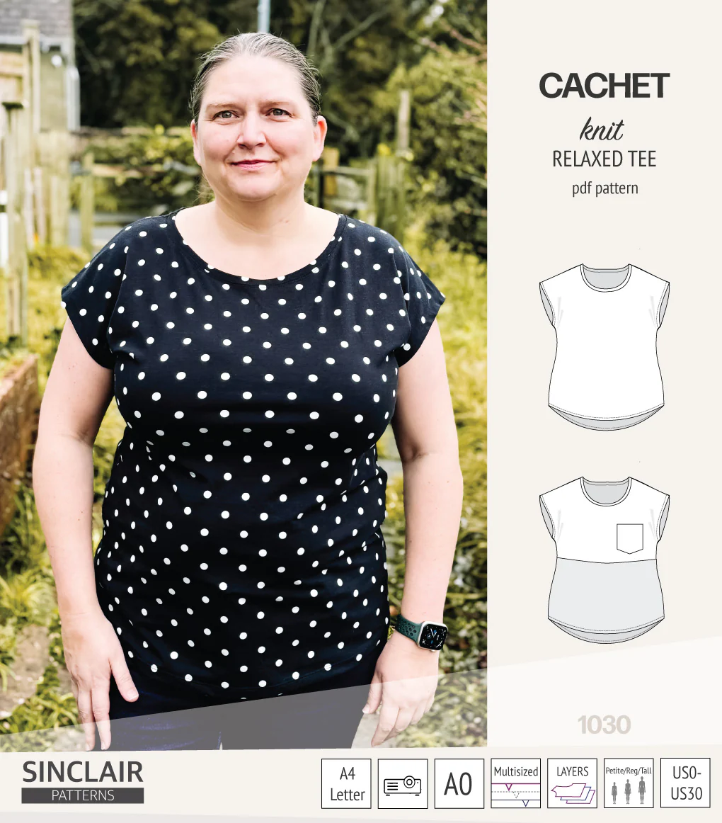 Cachet relaxed cut knit tee color blocked with a pocket  (PDF) - Image 28