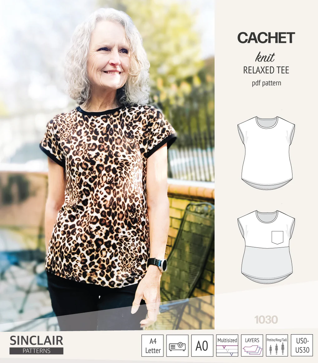 Cachet relaxed cut knit tee color blocked with a pocket  (PDF) - Image 30