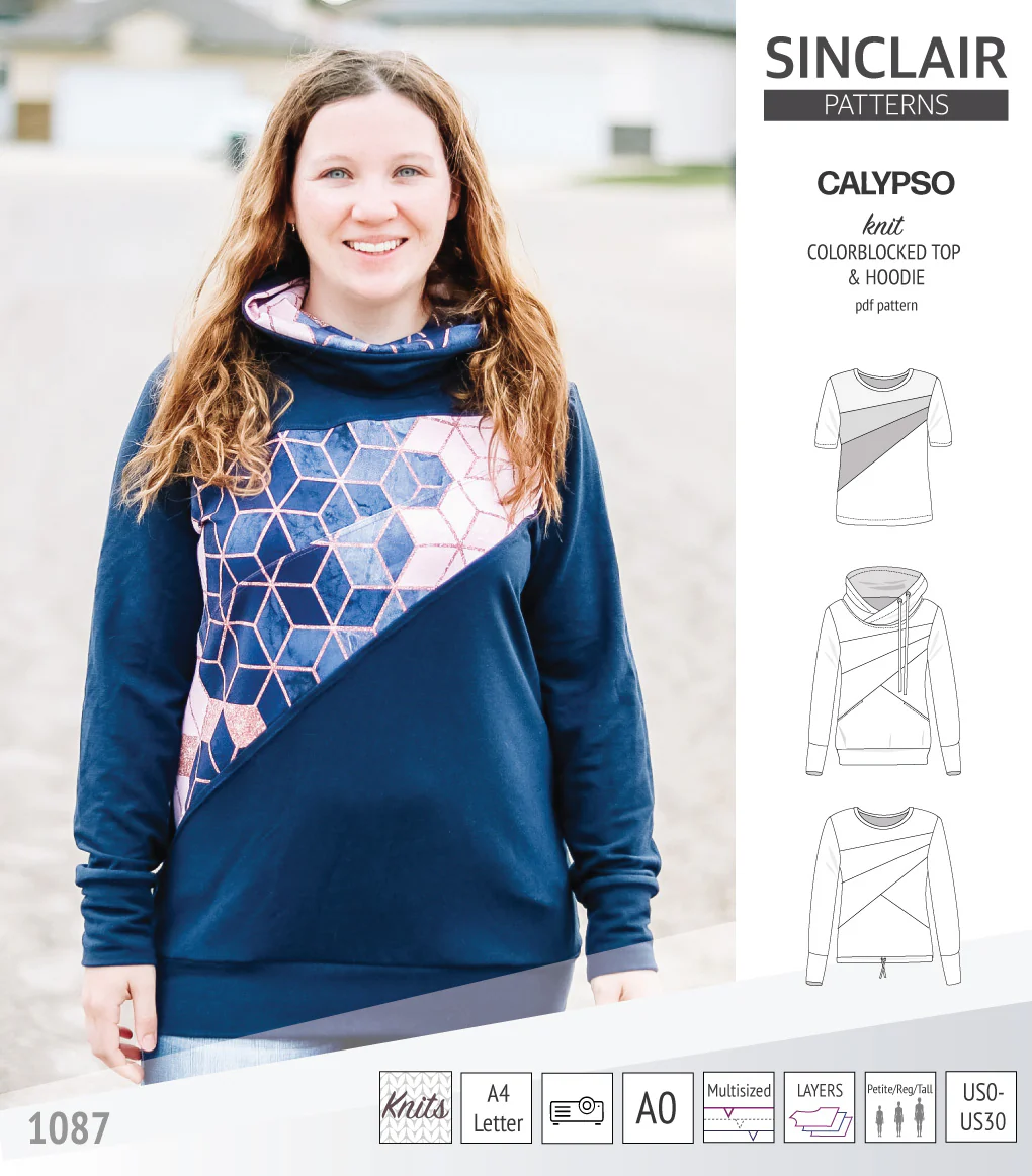 Calypso colorblocked top and hoodie for women (PDF) - Image 3