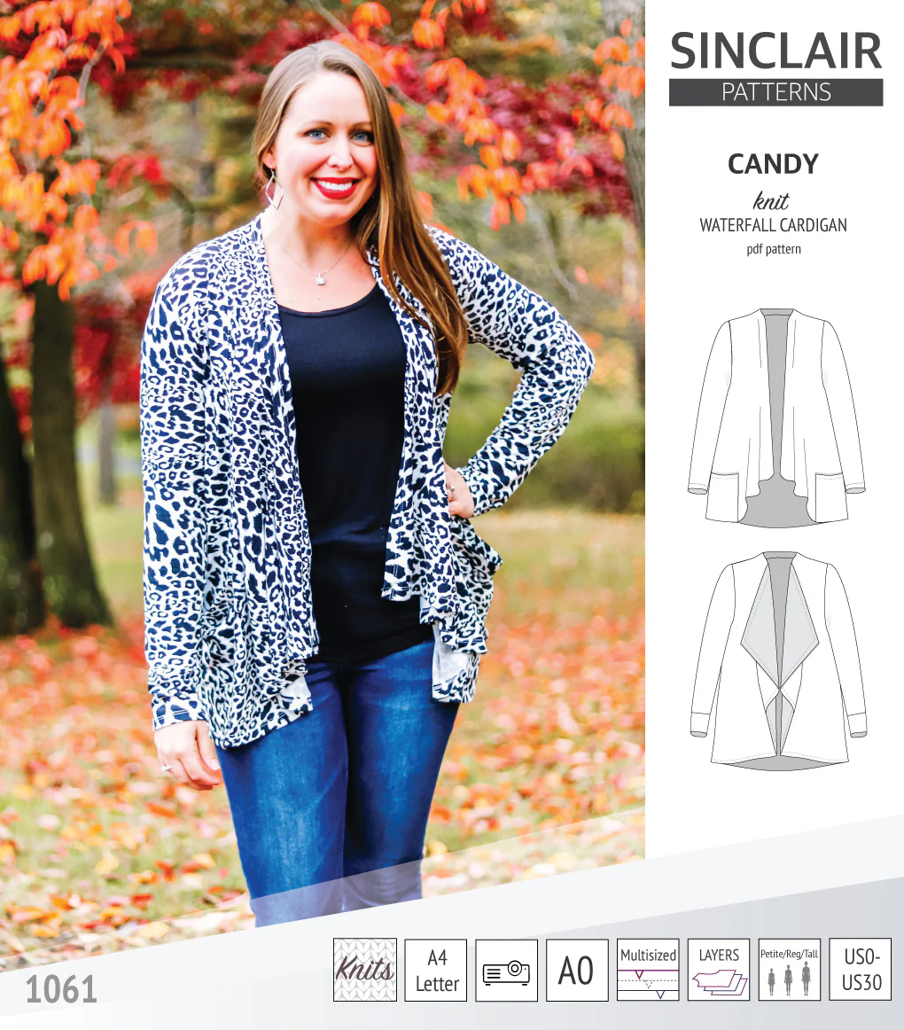 Candy relaxed fit knit cardigan with pockets and waterfall neckline (PDF) - Image 11