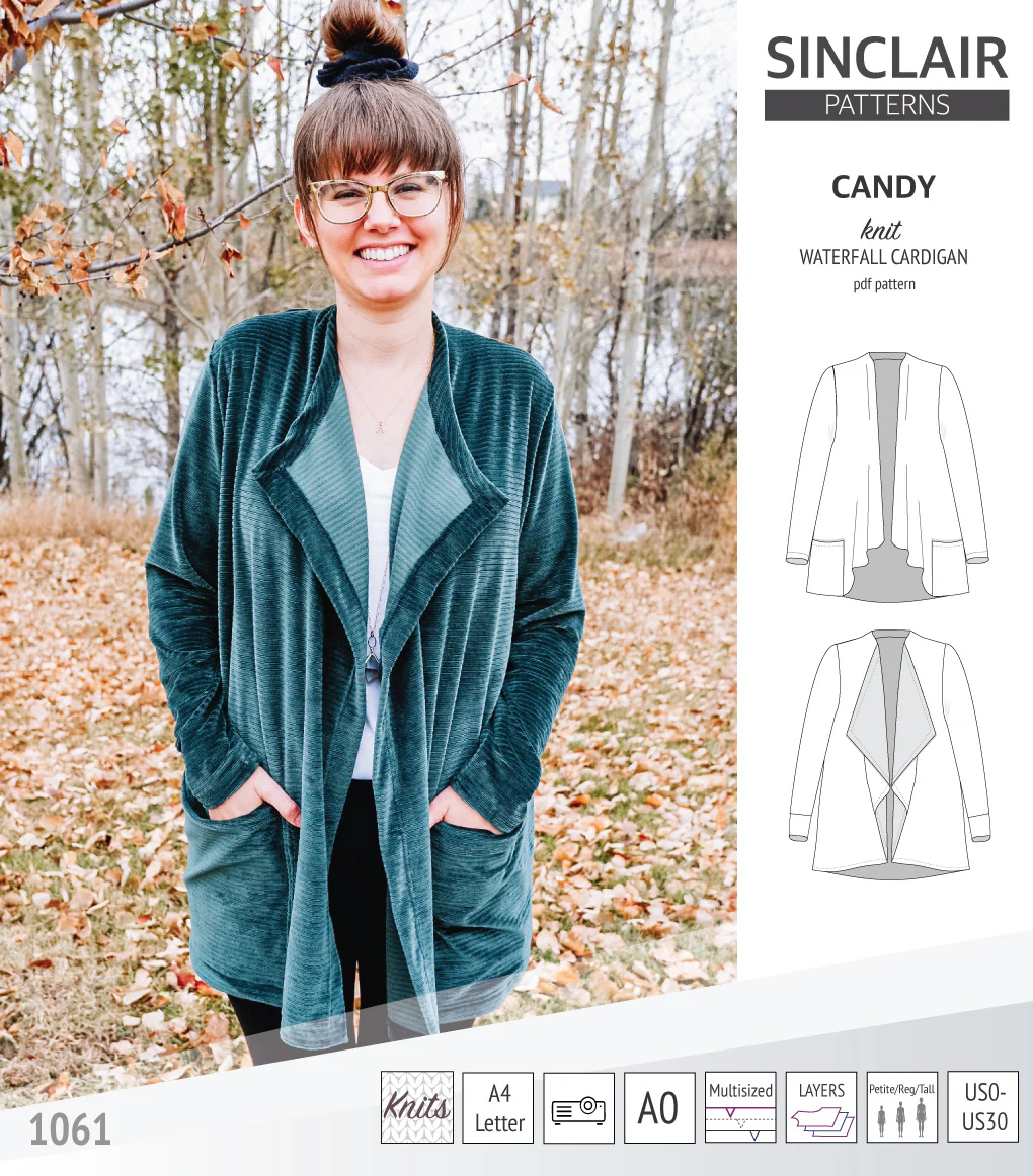 Candy relaxed fit knit cardigan with pockets and waterfall neckline (PDF) - Image 13
