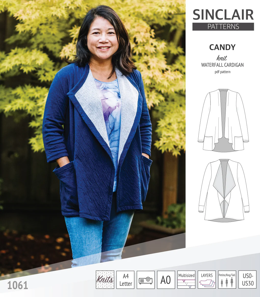 Candy relaxed fit knit cardigan with pockets and waterfall neckline (PDF) - Image 14