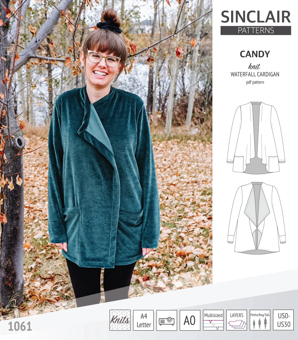 Candy relaxed fit knit cardigan with pockets and waterfall neckline (PDF) - Image 15