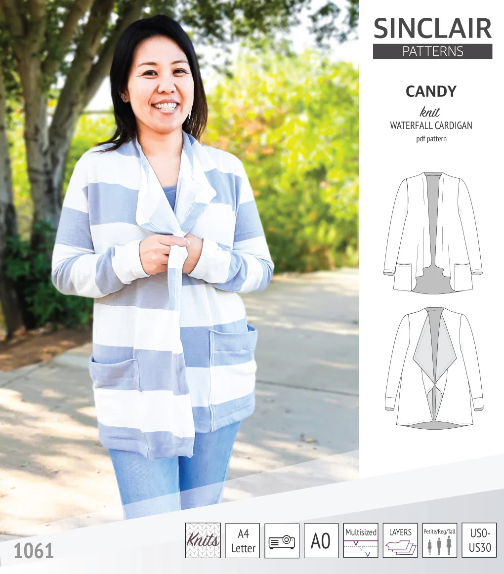 Candy relaxed fit knit cardigan with pockets and waterfall neckline (PDF) - Image 16