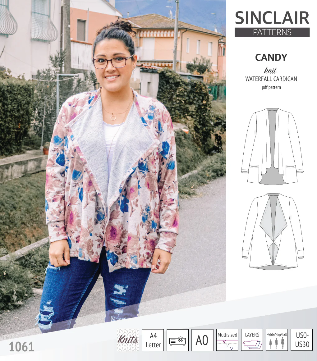 Candy relaxed fit knit cardigan with pockets and waterfall neckline (PDF) - Image 17