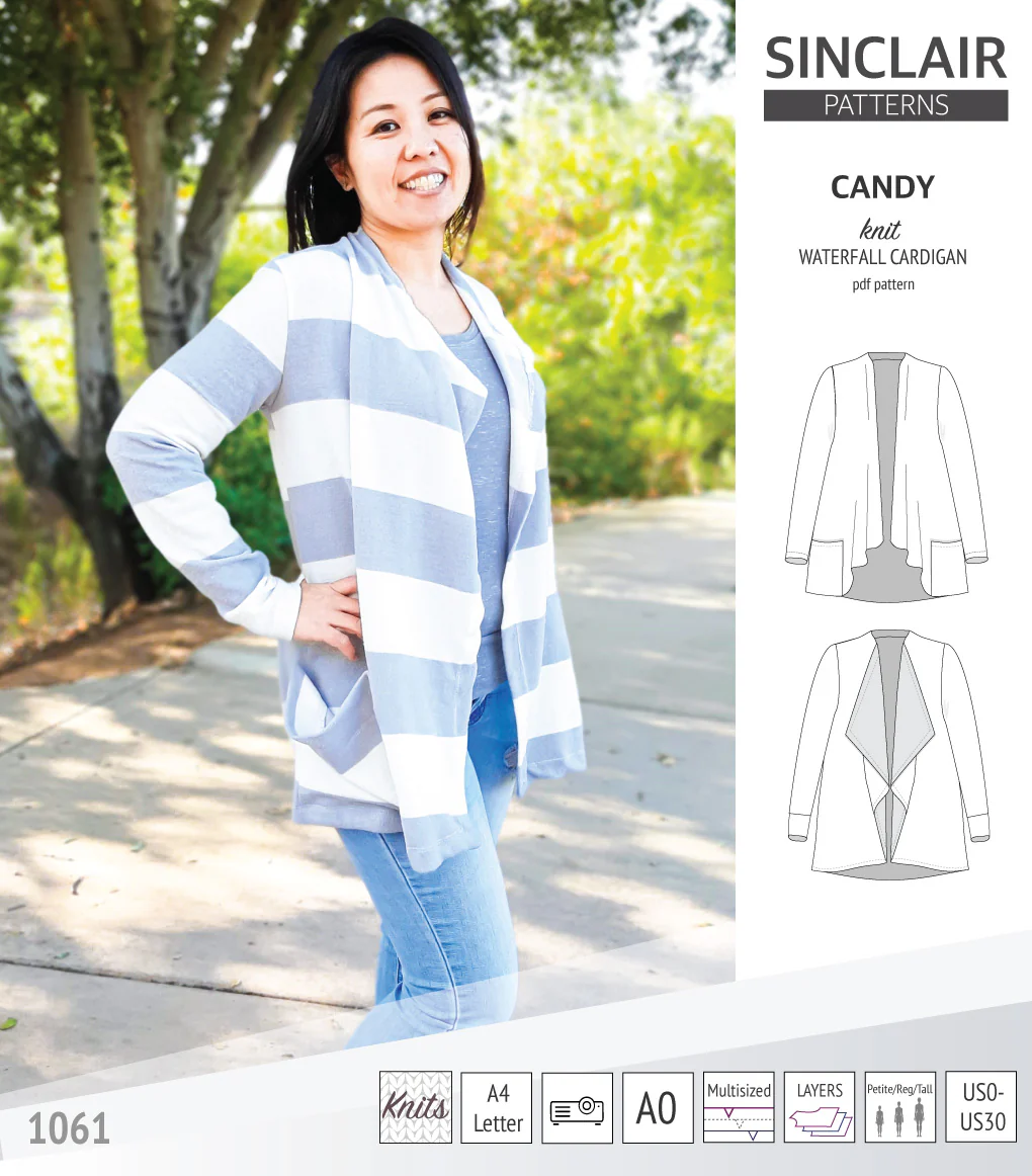 Candy relaxed fit knit cardigan with pockets and waterfall neckline (PDF) - Image 18