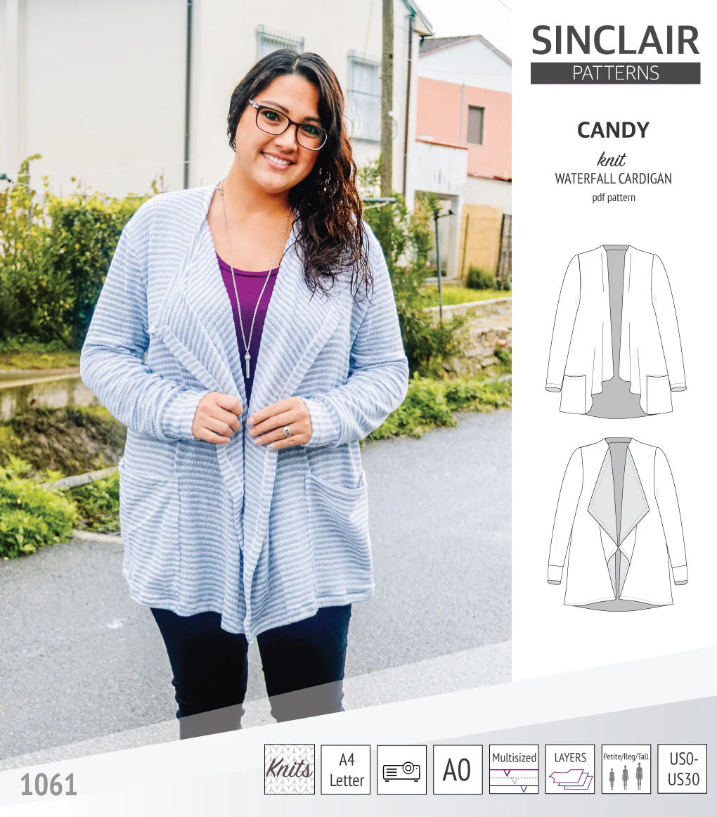 Candy relaxed fit knit cardigan with pockets and waterfall neckline (PDF) - Image 20