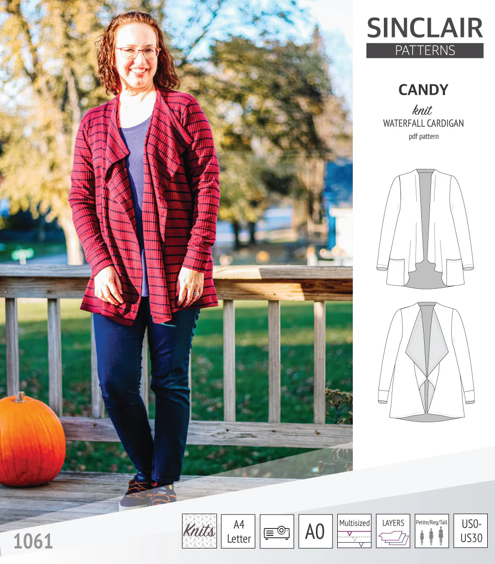 Candy relaxed fit knit cardigan with pockets and waterfall neckline (PDF) - Image 21