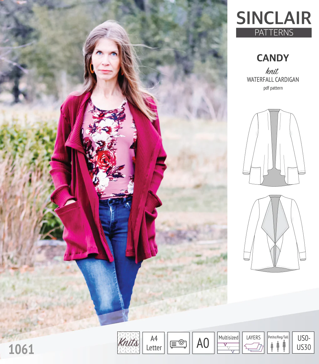 Candy relaxed fit knit cardigan with pockets and waterfall neckline (PDF) - Image 22