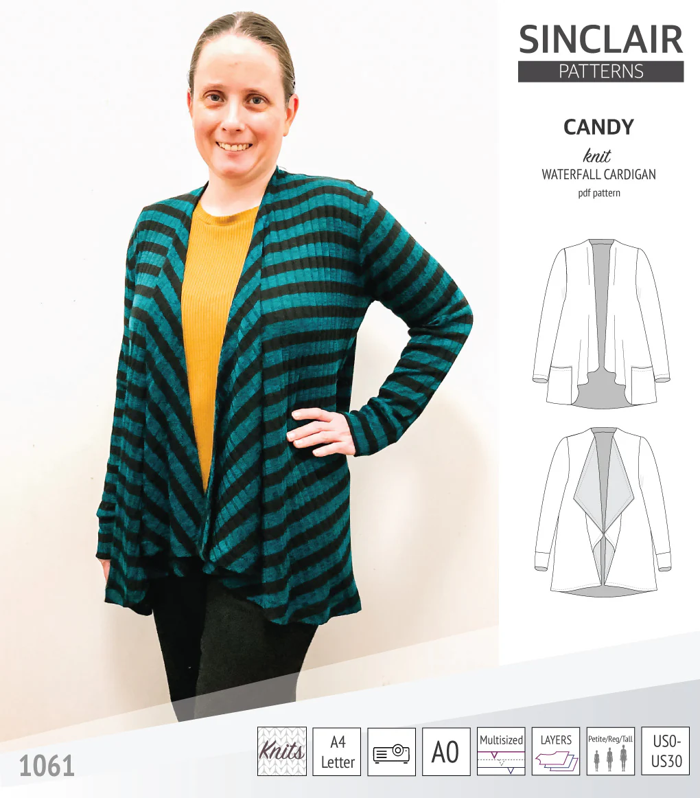 Candy relaxed fit knit cardigan with pockets and waterfall neckline (PDF) - Image 26